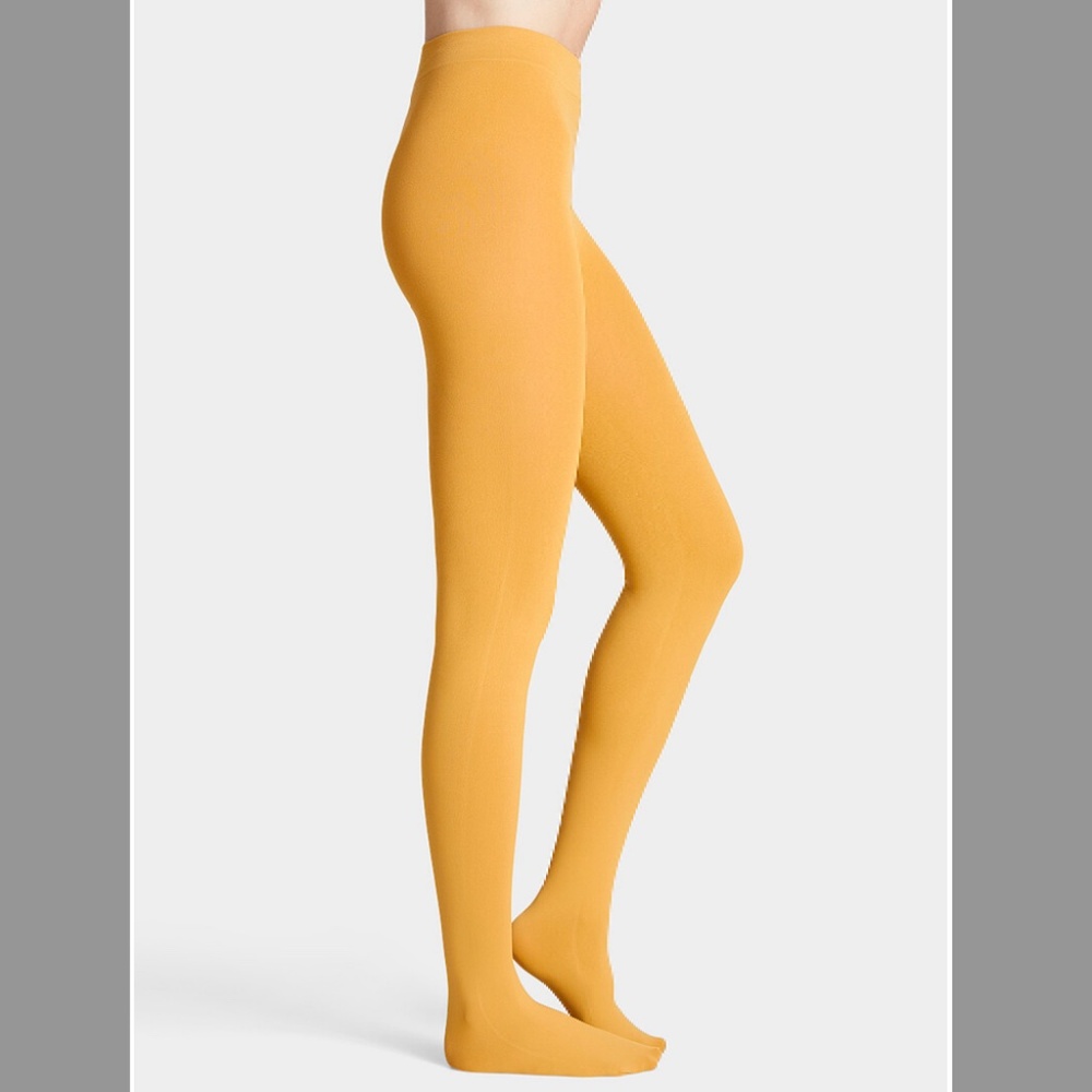 Golden yellow solid essential tights made in Italy NWT